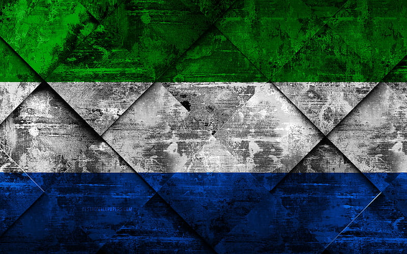 Flag of Sierra Leone grunge art, rhombus grunge texture, Sierra Leone flag,  Africa, HD wallpaper | Peakpx