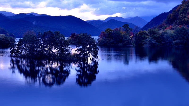 Akimoto Lake, japan, japanes, nature, twilight, fukushima, scenery, lake, akimoto, HD wallpaper