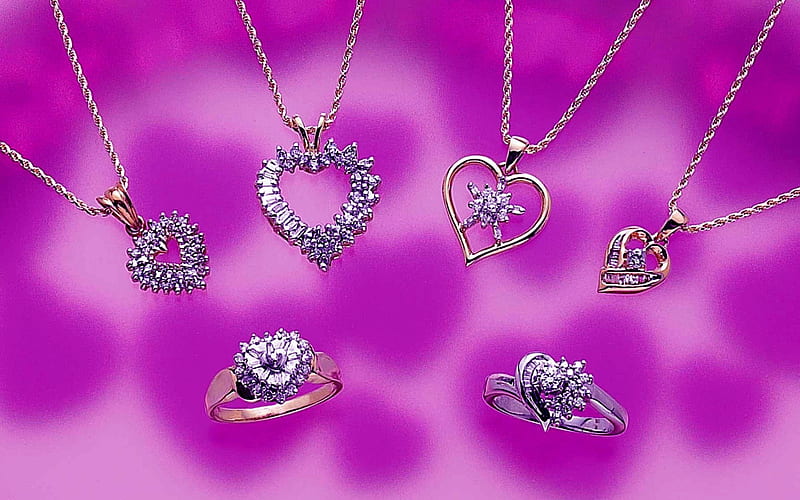 Purple And Diamonds, Purple, Rings, Necklace, Diamonds, HD wallpaper