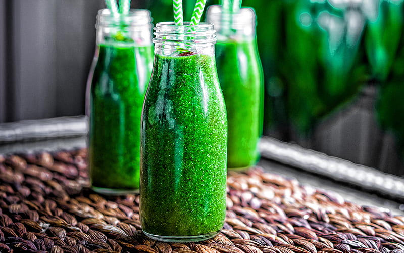 green smoothie, apple green smoothie, healthy food, smoothie, smoothie bottle, HD wallpaper