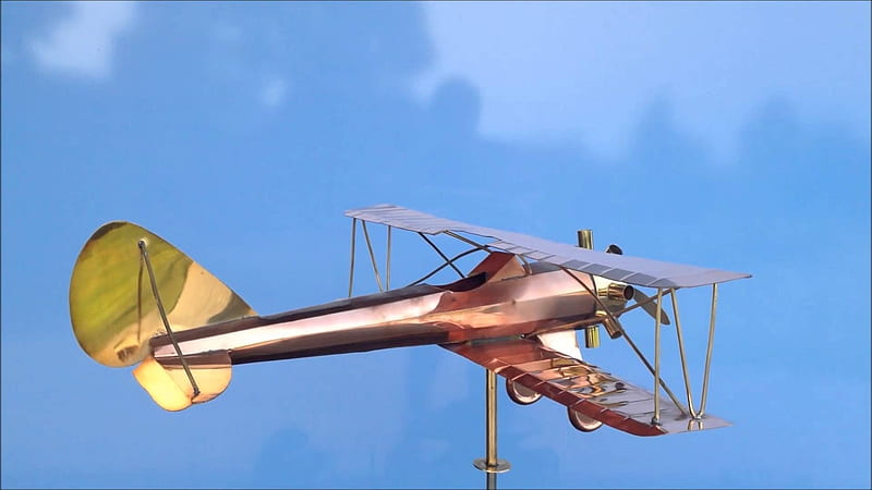 3D Copper Biplane Weathervane, Weathervane, Biplane, Copper, 3D, HD wallpaper