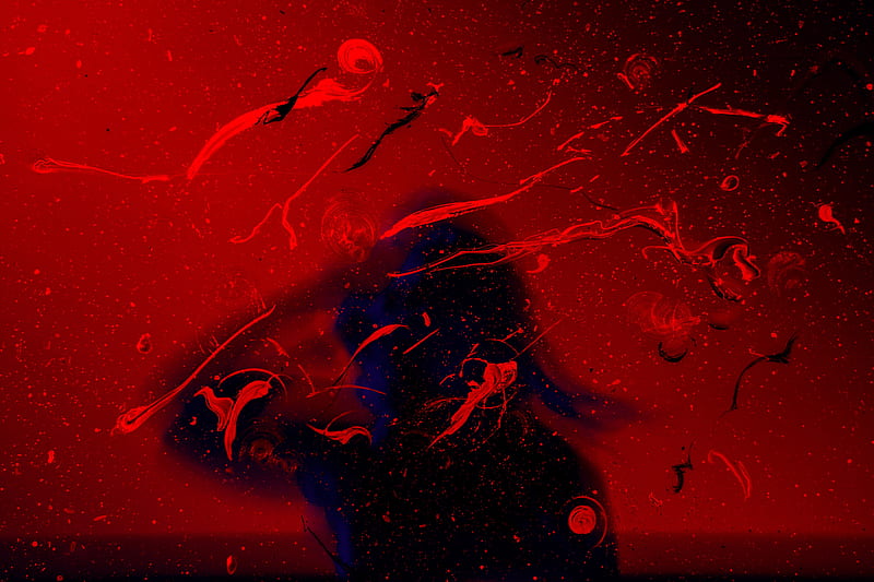 silhouette, paint, spray, red, HD wallpaper