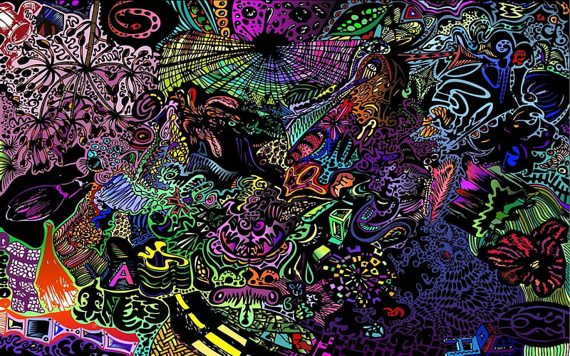 Trippy Dark Aesthetic Doodle, HD wallpaper | Peakpx