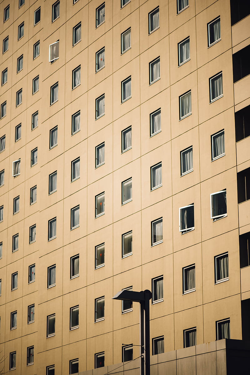 beige concrete high rise building facade, HD phone wallpaper
