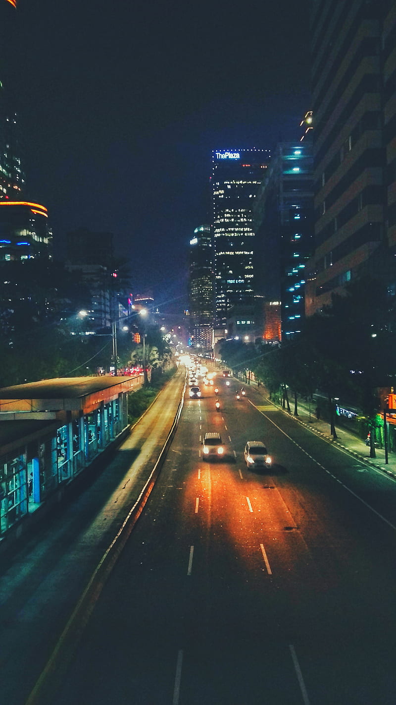 Night in Jakarta, capital, city, indonesia, light, HD phone wallpaper