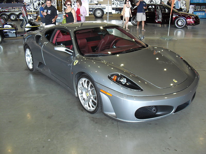 SILVER FERRARI, show, inside, silver, ferrari, HD wallpaper