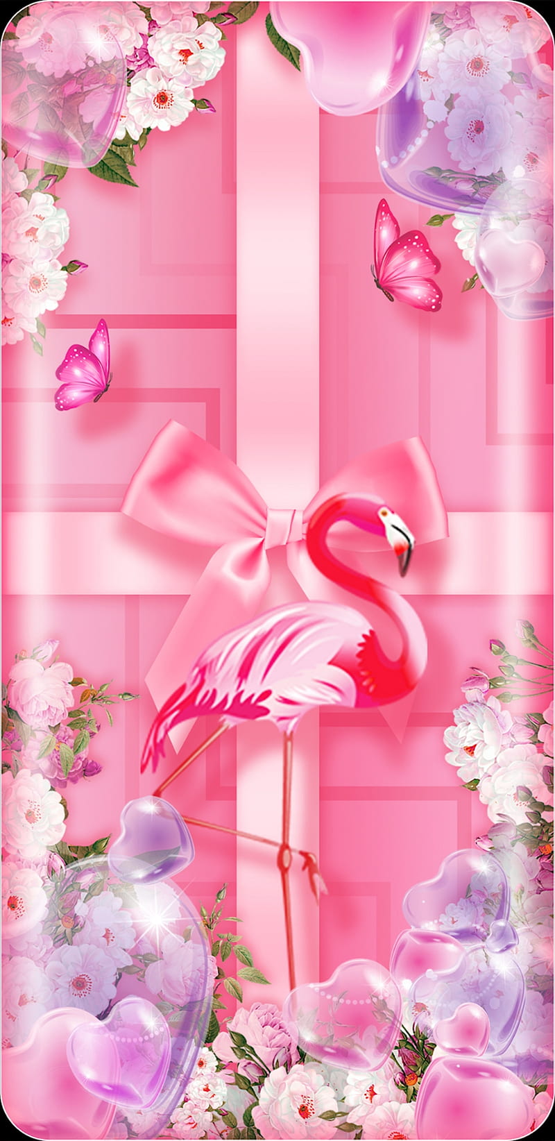 Pink Flamingo, bonito, floral, flowers, girly, heart, corazones, now, pretty, HD phone wallpaper