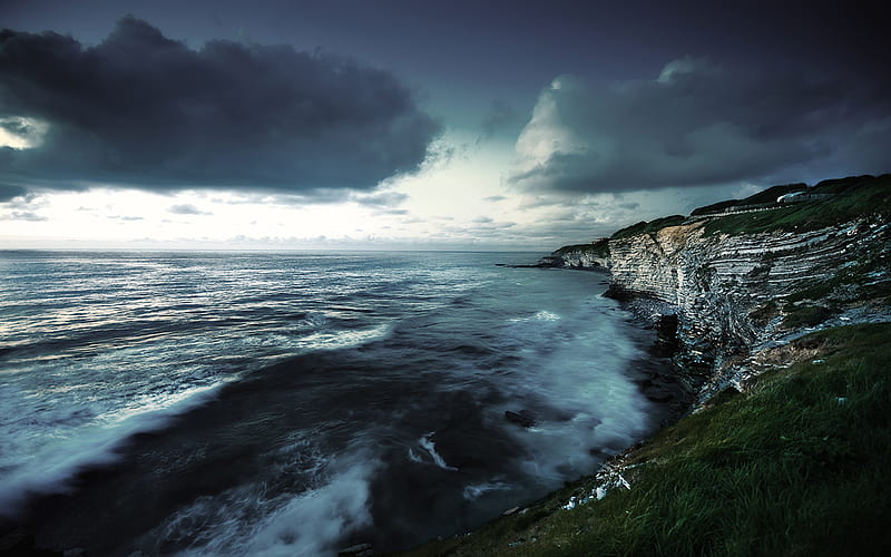 Atlantic Coast, sea storm, coastal storm, storm on the atlantic, HD wallpaper