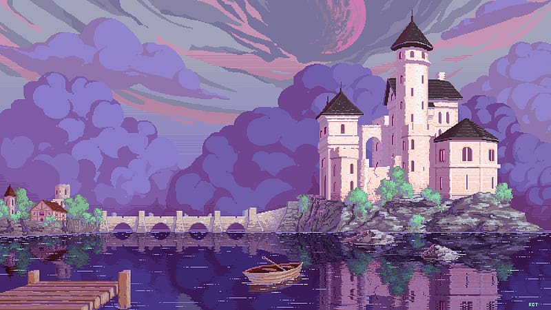 Fantasy Castle Pixel Art, HD wallpaper