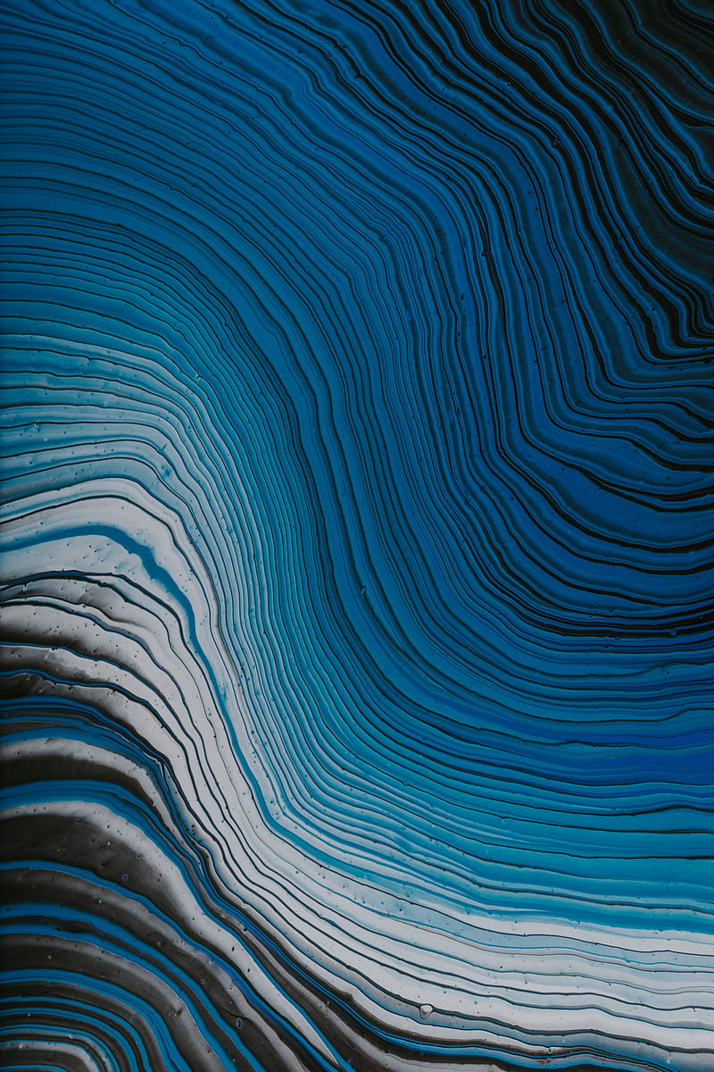 waves, paint, liquid, abstraction, blue, HD phone wallpaper