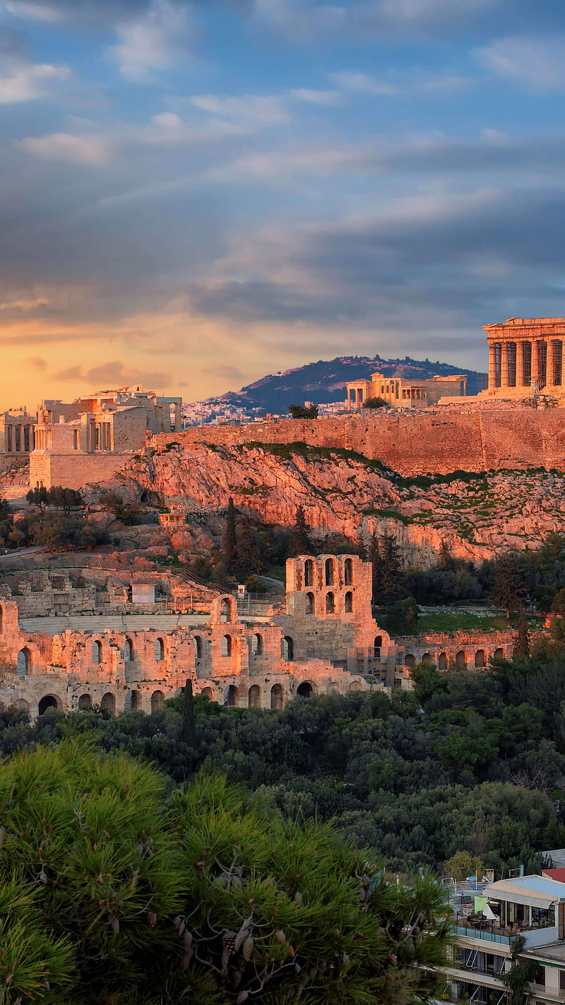 Acropolis, Athens, Greece, sky, clouds, , Travel, Greece, HD phone wallpaper