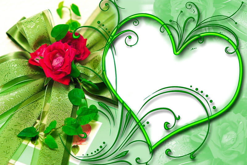 Valentine frame, pretty, lovely, holiday, rose, frame, background, bonito, valentine, fklower, leaves, nice, green, love, heart, passion, petals, HD wallpaper