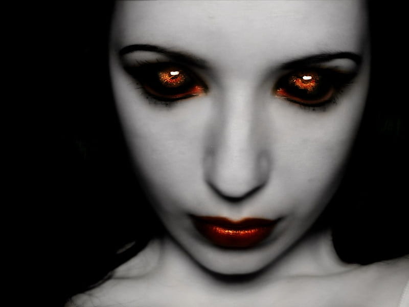 Blood Eyed Gothic Girl, goth, red eye, gothic, blood, HD wallpaper