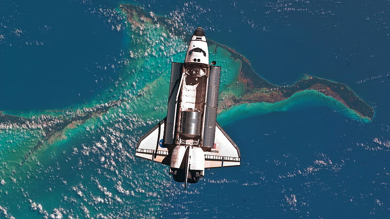 space shuttle, top view, earth, atlantis, Space, HD wallpaper