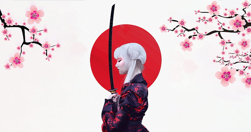 Anime Girl Samurai, anime-girl, anime, artist, artwork, digital-art, HD wallpaper