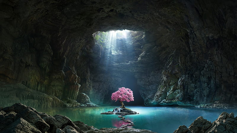 Cave Lake, HD wallpaper