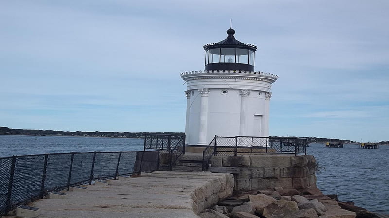 Bug Light, South Portland, Maine, water, sky, ocean, Maine, lighthouse, HD wallpaper