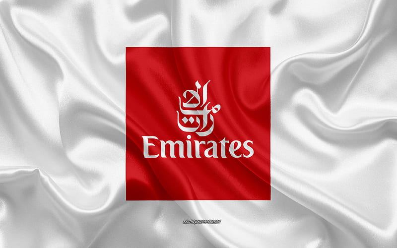 Emirates logo, airline, white silk texture, airline logos, Emirates emblem,  silk background, HD wallpaper | Peakpx