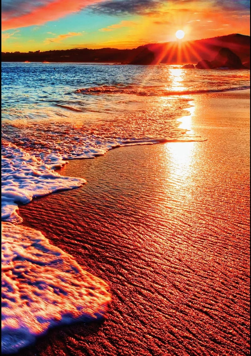 Puesta de sol playero, playa, agua, Fondo de pantalla de teléfono HD |  Peakpx