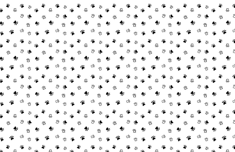 Gray & White Dog Paw Print Pattern, HD wallpaper