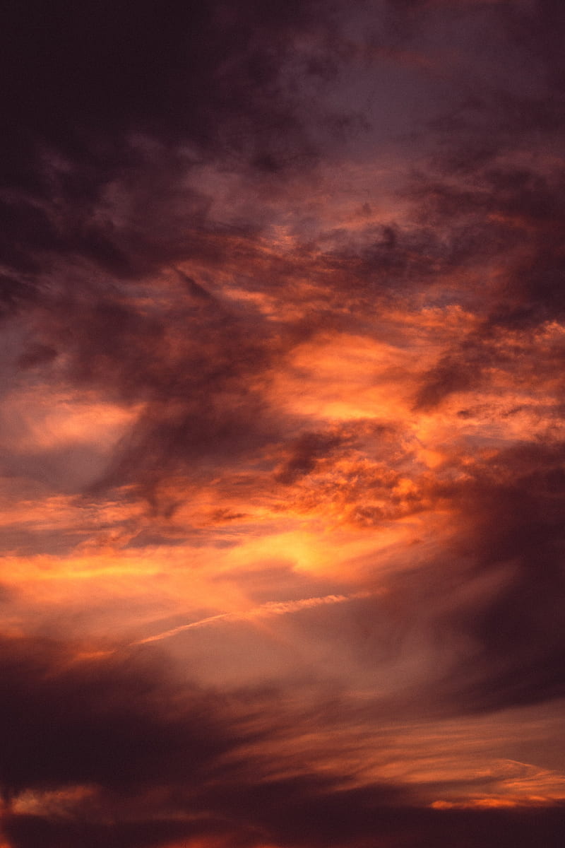sunset, sky, clouds, evening, HD phone wallpaper
