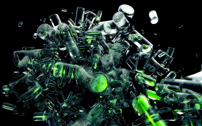 empty bottles, shattered, explosion, Others, HD wallpaper