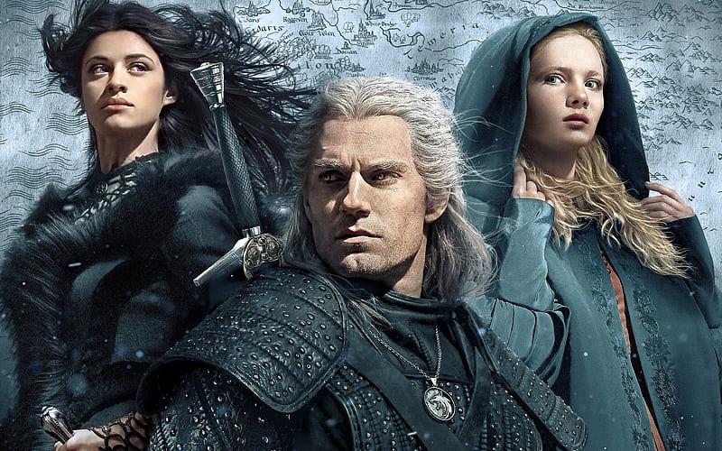 The Witcher, 2020 poster, promotional materials, television series, Henry Cavill, Geralt of Rivia, Freya Allan, Cirilla, Anya Chalotra, HD wallpaper