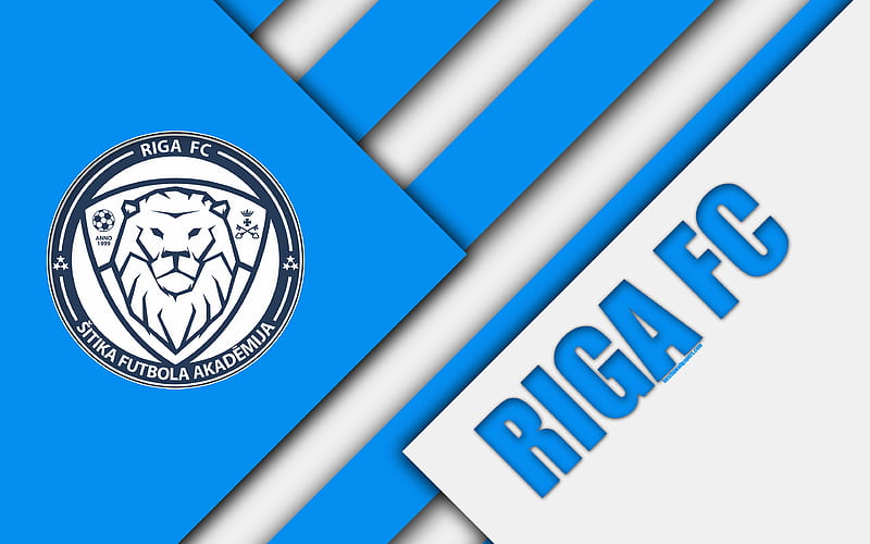 Riga FC Latvian football club, logo, material design, emblem, blue white abstraction, SynotTip Virsliga, Riga, Latvia, football, HD wallpaper
