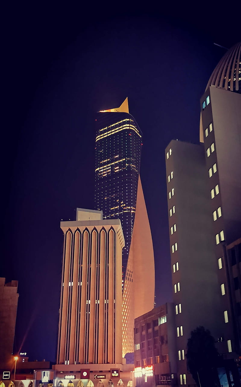 Kuwait city, light, lights, new, tower, twin, HD phone wallpaper