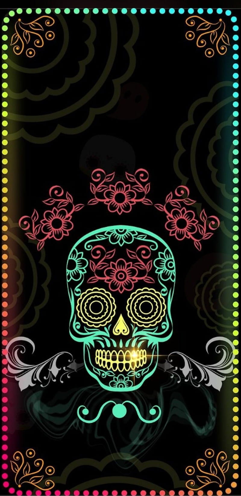 NeonSkull, bright, colourful, neon, rainbow, skull, HD phone wallpaper