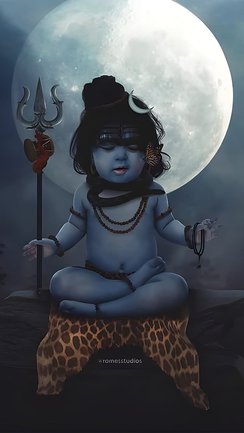 Lord Shiva Pics , Moon Background, lord, god, mahadev, HD phone wallpaper