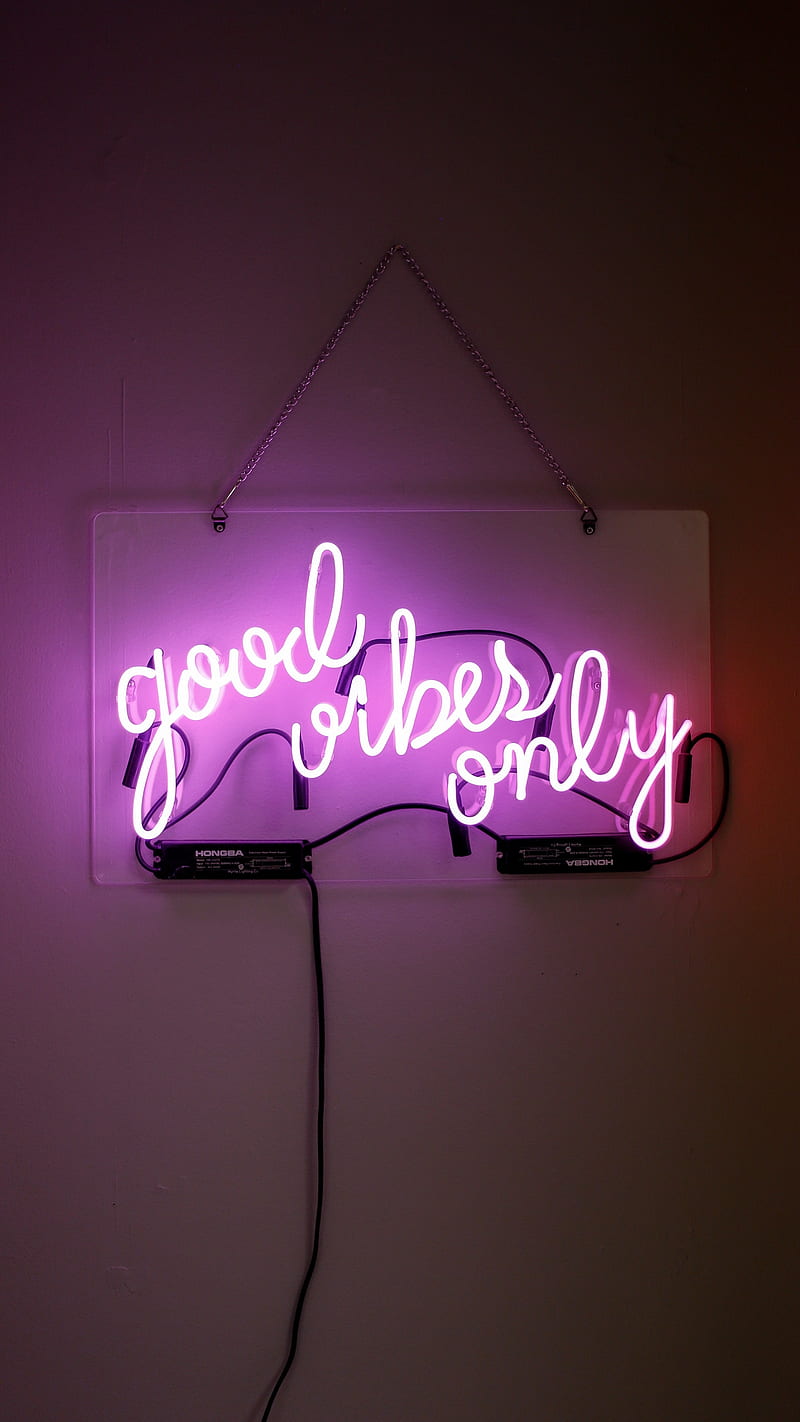 Good Vibes Only , light, text, inscription, sign, neon, inspirational, quote, HD phone wallpaper