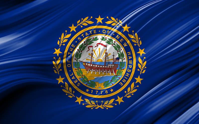 New Hampshire flag, american states, 3D waves, USA, Flag of New Hampshire, United States of America, New Hampshire, administrative districts, New Hampshire 3D flag, States of the United States, HD wallpaper