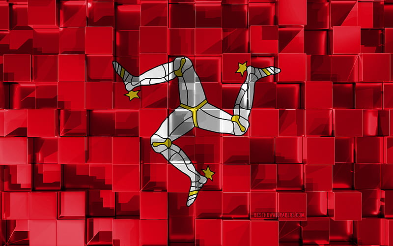 Flag of Isle of Man 3d flag, 3d cubes texture, Isle of Man 3d flag, 3d art, Isle of Man, Europe, 3d texture, HD wallpaper