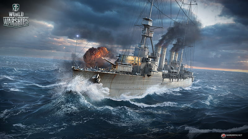 World of Warships - Cruiser Marblehead Firing, Firing, Game, Marblehead, Warships, World, Video, Cruiser, HD wallpaper World of Warships - Cruiser Marblehead Firing, Firing, Game, Marblehead, Warships, World, Video, Cruiser, HD wallpaper