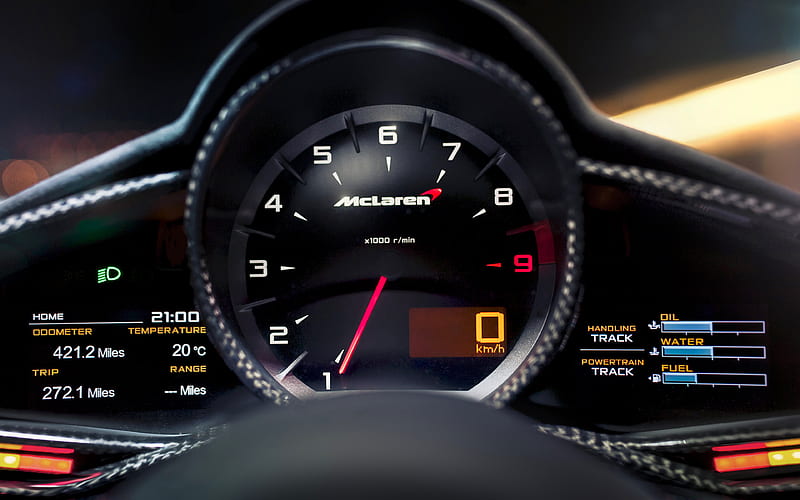McLaren dashboard, indicators, tachometer, HD wallpaper