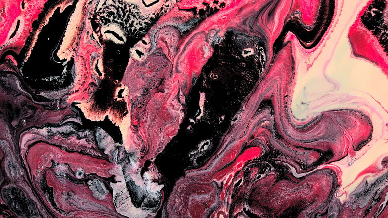 Black Pink Fluid Paint Stains Abstract, HD wallpaper