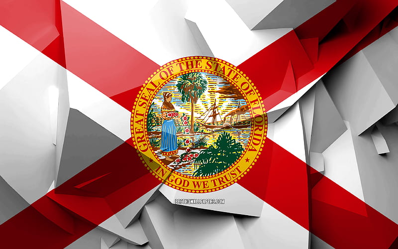 Flag of Florida, geometric art, american states, Florida flag, creative, Florida, administrative districts, Florida 3D flag, United States of America, North America, USA, HD wallpaper