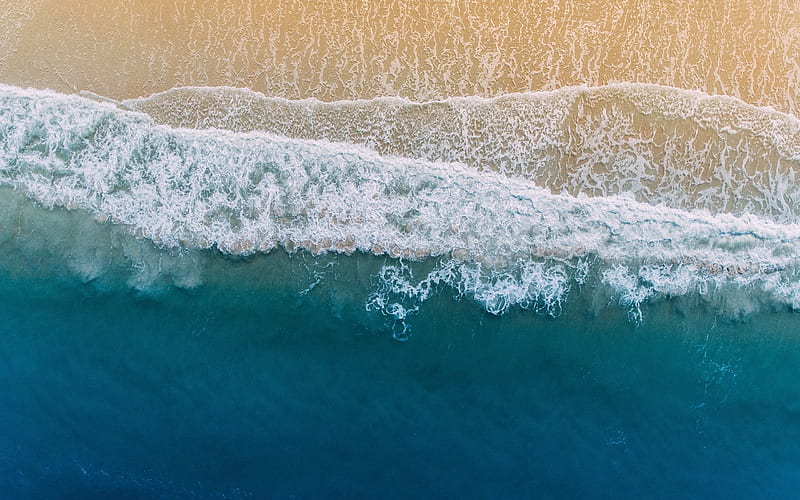 Ocean, beach, sand, ocean from above, coast, United States, Florida, Palm Coast, HD wallpaper