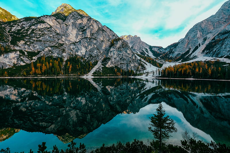 canada, banff national park, lake, mountain, reflection, autumn, Landscape, HD wallpaper