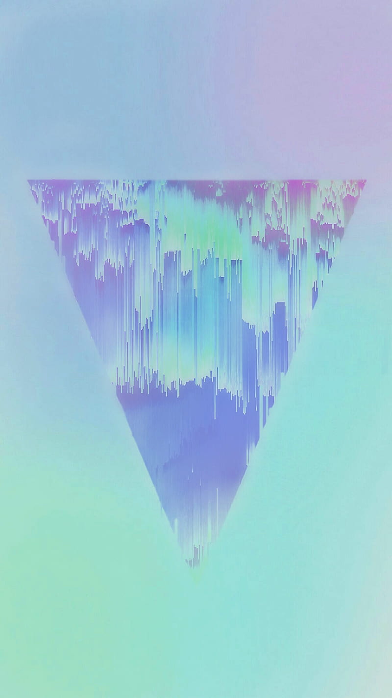 Glitch Triangle, abstract, glitch, pastel colors, triangle, upside-down, HD phone wallpaper