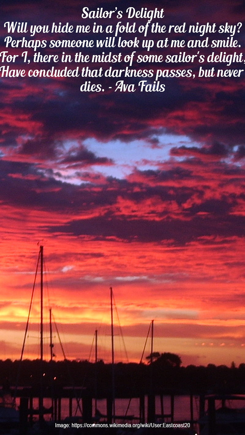 Fortryd koncept grund Sailors Delight, mobile, original poem, red sky at night, sunset, HD phone  wallpaper | Peakpx