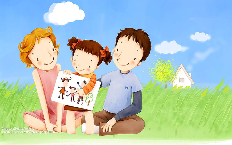 Sweet family illustration - Art illustration of Family life, HD wallpaper |  Peakpx