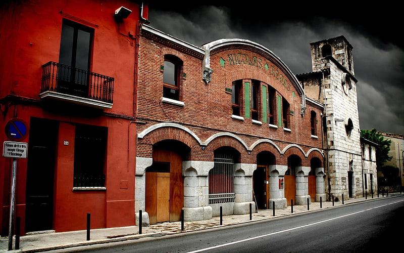 Street corner-R Spanish urban landscape, HD wallpaper