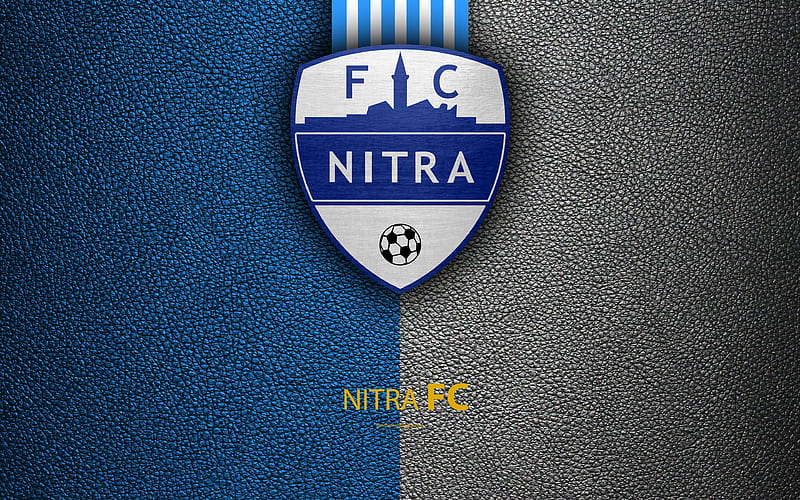 FC Nitra Slovak football club, logo, leather texture, Fortuna liga, Nitra, Slovakia, football, HD wallpaper