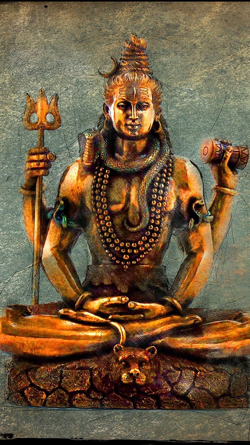 Lord Shiva Golden Statue, lord shiva , golden, statue, mahadev, god, bhakti, HD phone wallpaper