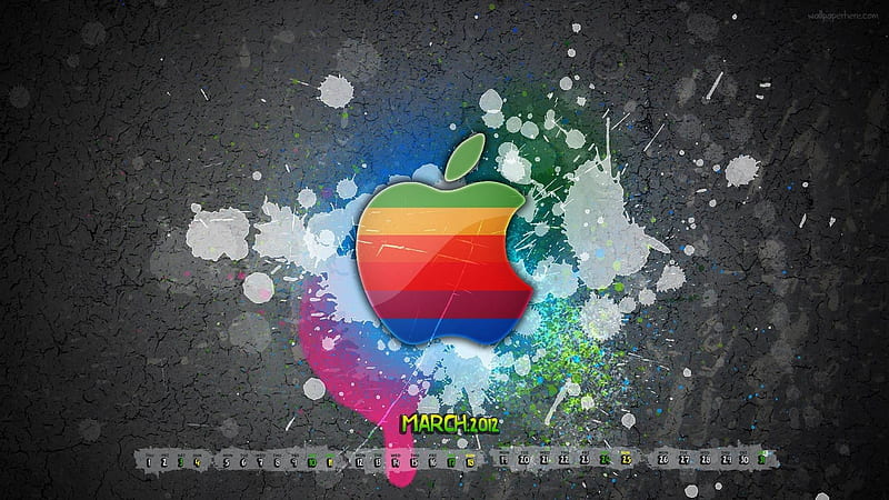 Apple Splash-March 2012 calendar themes, HD wallpaper