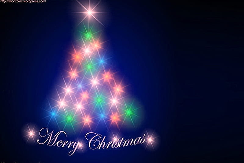 Glow of Christmas, tree, glow, christmas, lights, blue, star, HD ...