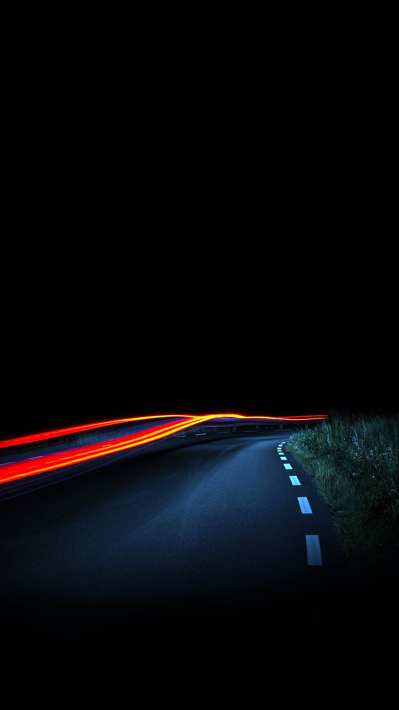 Road, beauty of nature, highway, neon, night, HD phone wallpaper