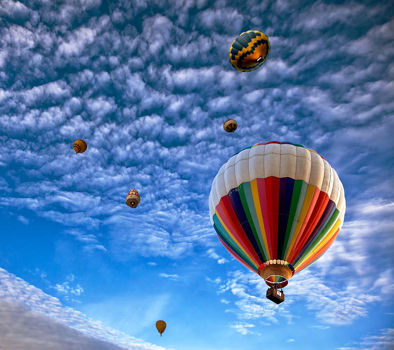 Colorful Air Balloon, cloud, skies, sky, HD wallpaper